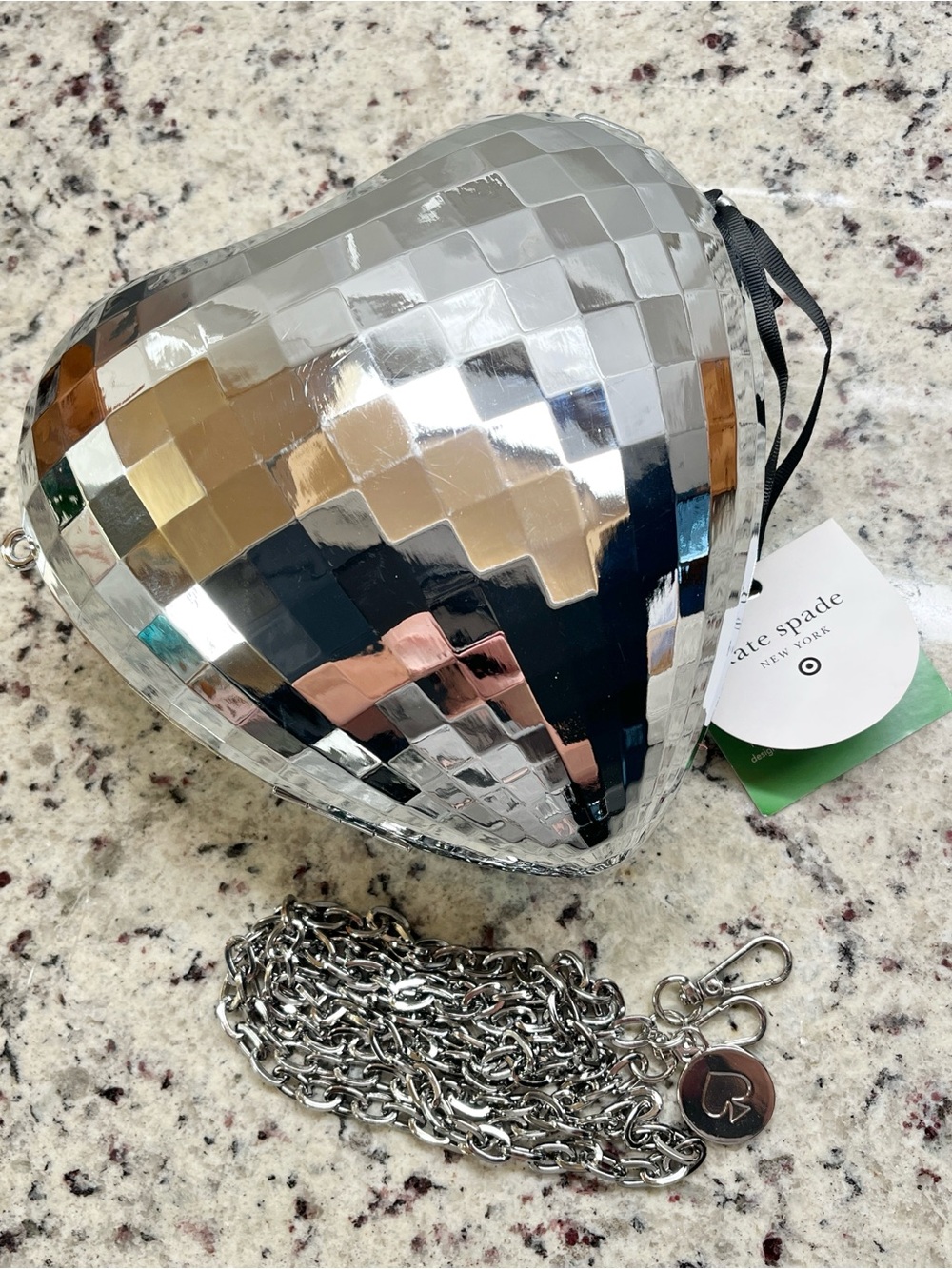 Kate Spade Silver Disco Heart Crossbody Bag NWT - Picture 8 of 9